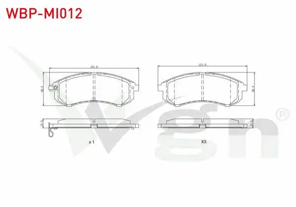 WGN WBP-MI012 | Fren Balata Ön Mitsubishi L 200 (K7t,K6t) 2.5 TD 4Wd 1996-2007