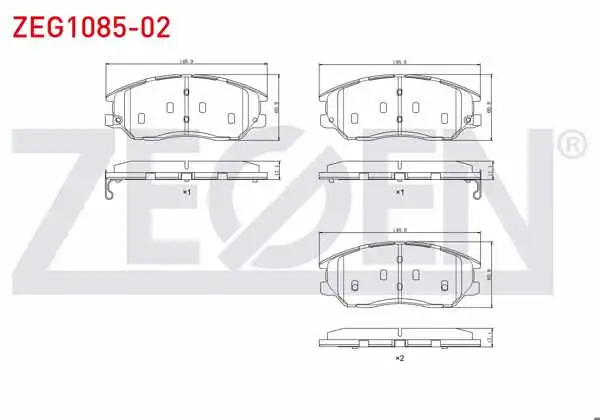 ZEGEN ZEG1085-02 | Fren Balata Ön Ikazlı Kia Opırus 3.5İ V6 2003-/ Ssangyong Kyron 2.0 Xdı 4Wd 2005-2011 / Ssangyong Rodıus I 2.7 Xdı 4Wd 2005-2013