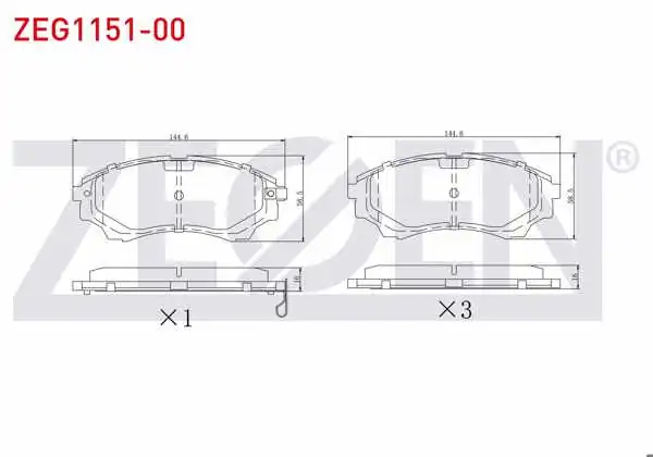 ZEGEN ZEG1151-00 | Fren Balata Ön Ikazlı Ford Ranger 2.5 TDCI 4X4 2002-2006 / Ranger 2.2 TDCI 2002-2006 / Ranger 3.0 TDCI 2002-2006 / Ranger 3.2 TDCI 2002-2006 / Mazda B Serisi (Un) 2.5 D 1998-2006