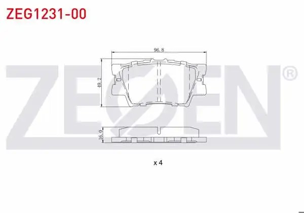 ZEGEN ZEG1231-00 | Fren Balata Arka Toyota Rav4 III (Aca3_, Ace_, Ala3_, Gsa3_, Zsa3_) 2.0 Vvt-I 2005-2012 / Rav4 III 2.2 D 2005-2012 / Rav4 III 2.2 D-4D 2005-2012 / Rav4 III 2.0 Vvt-I 2005-2012
