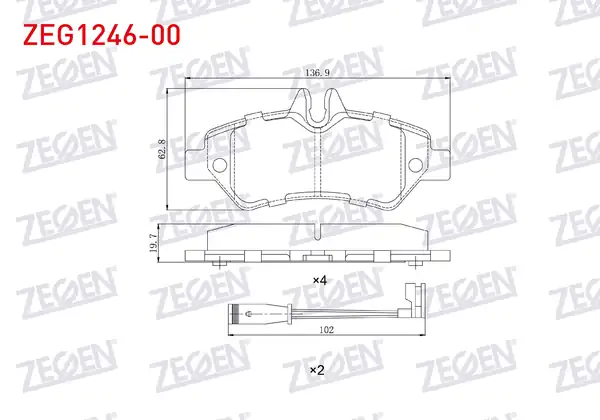 ZEGEN ZEG1246-00 | Fren Balata Arka Fişli Mercedes Sprinter