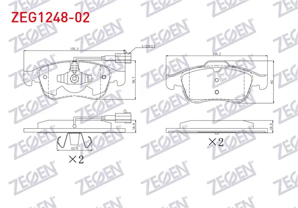 ZEGEN ZEG1248-02 | Fren Balata Ön Çift Fişli Alfa Romeo Giulietta 940 1 4 Tb 2010 Giulietta 940 1 6 JTD 2010