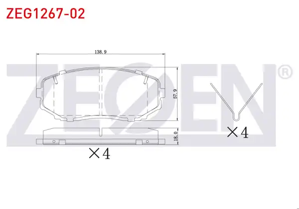 ZEGEN ZEG1267-02 | Fren Balata Ön Ikazlı Mitsubishi L 200 Trıton (Kj_, Kk_, Kl_) 2.2 Dı-D 2019-/ Mazda Cx-7 (Er) 2.3 Mzr 2007-/ Cx-9 (Tb) 3.7 2007 -