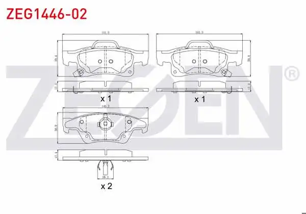 ZEGEN ZEG1446-02 | Fren Balata Arka Ikazlı Jeep Grand Cherokee IV (Wk,Wk2) 3.0 Crd 4X4 2010-/ Grand Cherokee IV (Wk,Wk2) 3.6 V6 4X4 2010 -