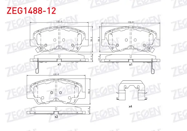 ZEGEN ZEG1488-12 | Fren Balata Ön Ikazlı Tel Delikli Hyundai Accent