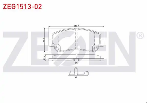 ZEGEN ZEG1513-02 | Fren Balata Ön Ikazlı Mazda Cx-5 (Ke,Gh) 2.0-2.2 D 4X4 2011-/ Jeep Cherokee (Kl) 2.0 Crd-3.2 V6 2014 -