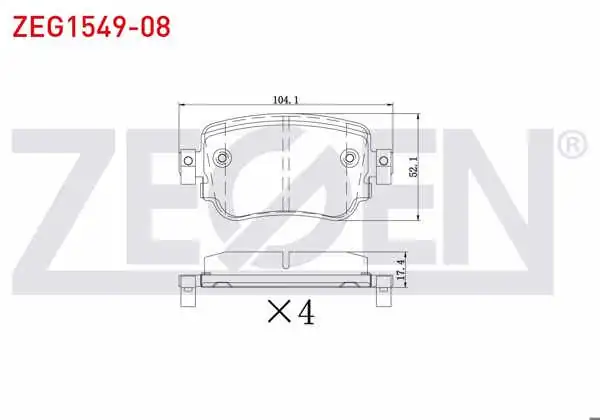 ZEGEN ZEG1549-08 | Fren Balata Arka Ikazlı Volkswagen Caddy IV 1.6 TDI 2015-/ Seat Leon (5F) 1.8 TSI 2012-/ 2.0 TDI 2012-/ Leon Cupra 2.0 TDI 2006-/ Skoda Octavia (5E3) 2.0 TDI 2012 -