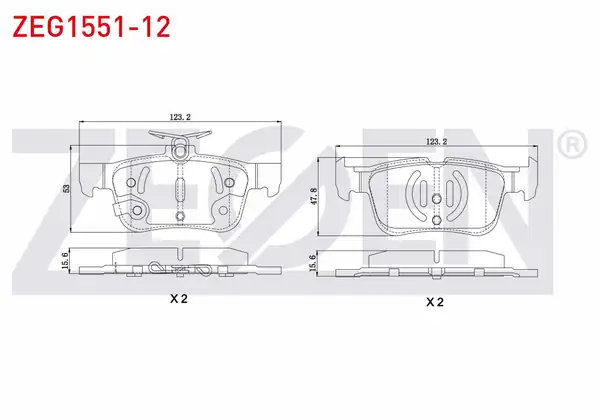 ZEGEN ZEG1551-12 | Fren Balata Arka Ikazlı Ford Mondeo V 2014-/ Focus IV 2018-/ Kuga II 2014-2019 / S-Max 2015 -