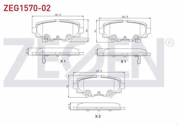 ZEGEN ZEG1570-02 | Fren Balata Arka Ikazlı 13.8mm Mazda 3 (Bm) Skyactıve G100-G120-G165-D150 2013 -