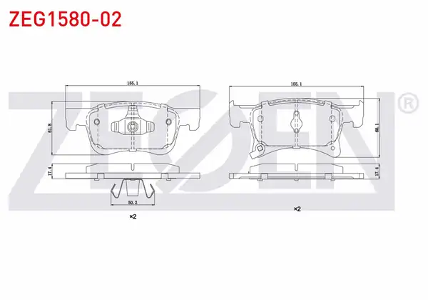 ZEGEN ZEG1580-02 | Fren Balata Ön Ikazlı Opel Corsa E 1.3 CDTI 15 Jant 2014-/ Corsa E 1.2 2014-/ Corsa E 1.4 2014-/ Adam 1.2 2013-/ Adam 1.4 2013 -