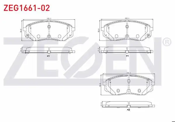 ZEGEN ZEG1661-02 | Fren Balata Ön Ikazlı Tel Delikli Kia Sorento III (Um) 2.0 CRDI 2015 -