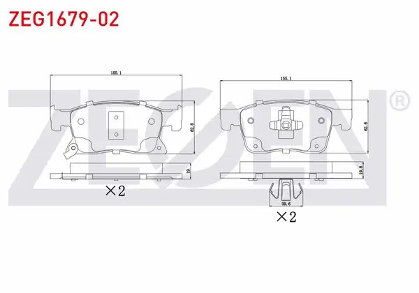 ZEGEN ZEG1679-02 | Fren Balata Ön Ikazlı Opel Astra K 1.6 CDTI 16 Jant 2015-/ Astra K 1.4İ Turbo 16 Jant 2015-/ Astra K 1.0İ Turbo 16 Jant 2015 -