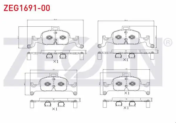 ZEGEN ZEG1691-00 | Fren Balata Ikazlı On (Yengec Tip) Audi A4 1.4 TFSI 2015-/ 2.0 TDI 2015-/ Quattro 2.0 TDI 2015-/ A5 1.4 TFSI 2017-/ 2.0 TDI 2017-/ Audi Q5 2.0 TDI 2016-/ A4 Allroad Quattro 3.0 TDI 2016 -