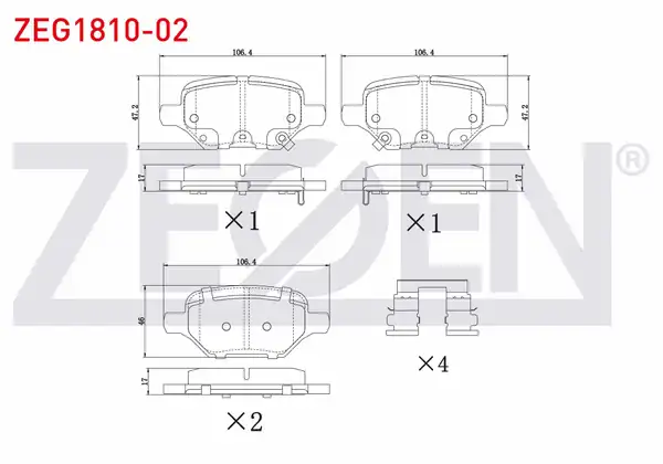 ZEGEN ZEG1810-02 | Fren Balata Arka Ikazlı Opel Mokka 1.4-1.6-1.6 CDTI 2012-/ Mokka X 1.6 CDTI 2012 -