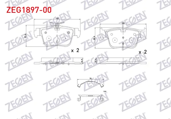 ZEGEN ZEG1897-00 | Fren Balata Arka 300mm Disk VW Golf VIII Caddy 1 Adet
