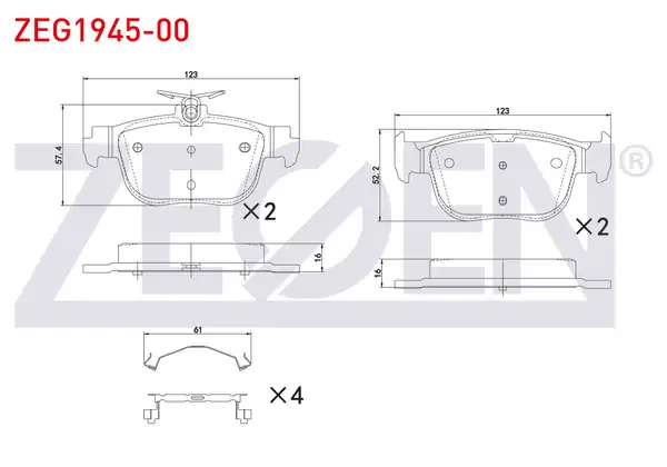 ZEGEN ZEG1945-00 | Fren Balata Arka 272mm Disk VW Golf VIII Caddy 1 Adet