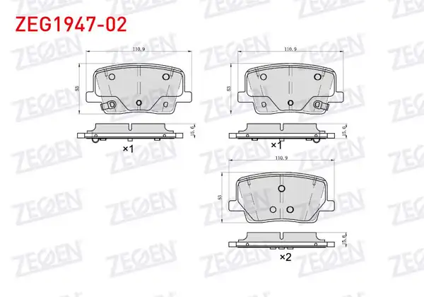 ZEGEN ZEG1947-02 | Fren Balata Arka Ikazlı Ssangyong Rexton 2.0 E-Xdı W-2.7 Xdı 2017 -