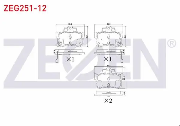 ZEGEN ZEG251-12 | Fren Balata Arka Ikazlı Rover 800 (Xs) 820 16V 1986-1999 / 800 (Xs) 820 1986-1999 / 800 (Xs) 2.7 Sı 1986-1999