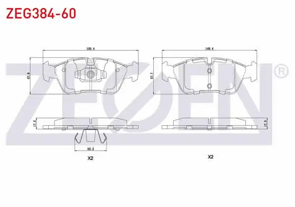ZEGEN ZEG384-60 | Fren Balata Ön BMW 1 Serisi (E87) 120 İ 2003-2012 / 3 Serisi (E90) 318 D 2005-2011 / (E90) 316 İ 2005-2011 / (E90) 325 İ 2005-2011 / (E90) 335 D 2005-2011 / (E90) 316 Ti 2005-2011 / (E90) 318 Cl 2005-2011