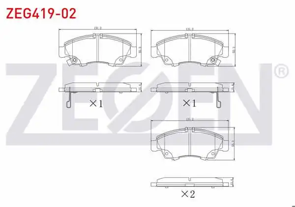 ZEGEN ZEG419-02 | Fren Balata Ön Ikazlı Honda Civic VI 1.4İ 1995-2001 / Civic VI 1.5İ 1995-2001 / City 1.4İ 2006-/ Jazz II (Gd) 1.4İ 2002-2004