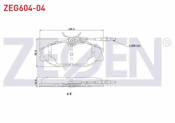 ZEGEN ZEG604-04 | Fren Balata Ön Fişli Peugeot 406 (8B) 2.0İ 15 Jant 1995-2004 / 406 (8B) 2.0 HDI 15 Jant 1995-2004