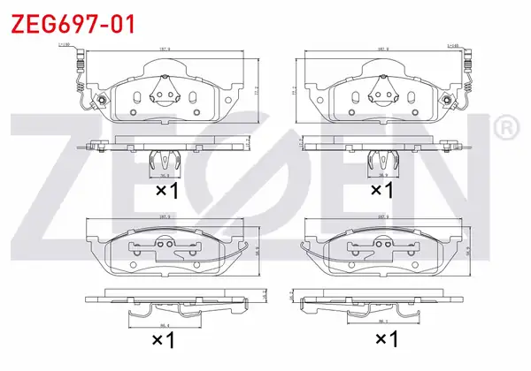 ZEGEN ZEG697-01 | Fren Balata Ön Fişli Mercedes M Class (W163) Ml 270 CDI 1998-2005 / M Serisi (W163) Ml 320 1998-2005