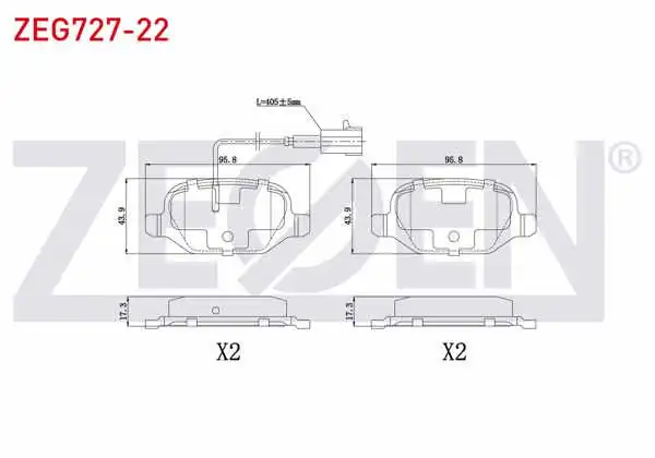 ZEGEN ZEG727-22 | Fren Balata Arka Çift Fişli Fiat Linea (323) 1.6 Mjt 2010-/ Linea (323) 1.4 2010 -