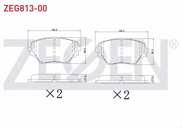 ZEGEN ZEG813-00 | Fren Balata Ön Toyota Rav4 II (Cla2_, Xa2_, Zca2_, Aca2_) 1.8 Vvt-I 2000-2006 / Rav4 II 2.0 D 2000-2006 / Rav4 II 2.0 D-4D 2000-2006 / Rav4 II 2.0 Vvt-I 2000-2006 / Rav4 II 2.2 D-4D 2000-2006