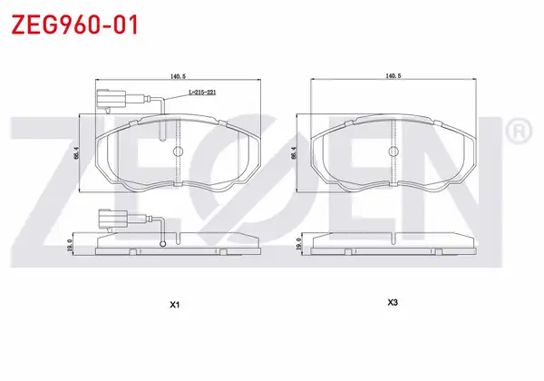 ZEGEN ZEG960-01 | Fren Balata Ön Fişli Fiat Ducato