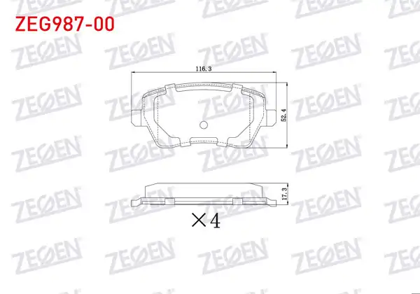 ZEGEN ZEG987-00 | Fren Balata Ön Clio III 1.2İ 16V 2005-2012 / Clio III 1.4İ 16V 2005-2012 / Clio III 1.5 DCI 2005-2012 / Dacia Duster 1.5 DCI 2012-/ Dokker 1.5 DCI 2012-/ Lodgy 1.5 DCI 2012-/ Nissan Micra 1.2İ 16V 2003-2010
