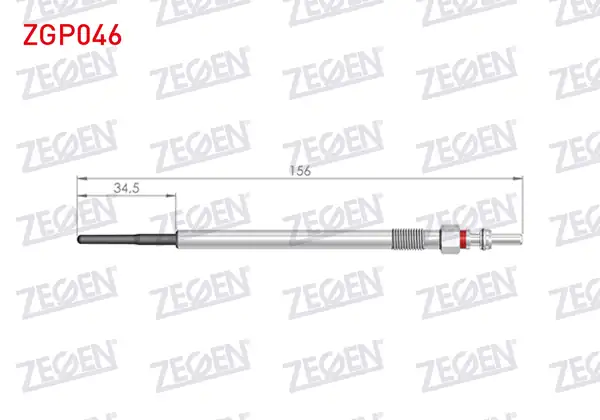 ZEGEN ZGP046 | Kızdırma Buji 4,4V Doblo (152,263) 1.6Mjt 2010-/ Egea 1.6Mjt 2015-/ Linea (323) 1.6Mjt 2007-/ Opel Insignia 1.6Cdtı 2008-| 10 Adet