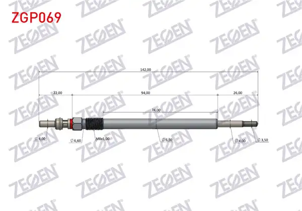ZEGEN ZGP069 | Kızdırma Buji 5V Ford Focus 1.5 TDCI Euro 6 2017-/ Connect 2017-/ Kuga III 2019-/ Puma 2019-/ Peugeot 2008 / 208 / 3008 II / 301 / 308 II / 5008 | 10 Adet