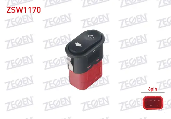 ZEGEN ZSW1170 | Cam Açma Anahtarı Tekli Kırmızı Soketli 6 Pin Ford Transit T12 T15 Escort IV Mondeo İ Fiesta IV 1991 2002