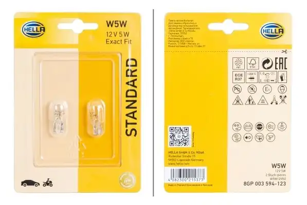 HELLA 8GP003594-123 | Ampül Sinyal Lambası Standard 12V Halojen Onden Ve Arkadan 2 li Universal