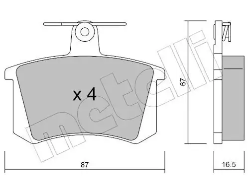 METELLİ 22-0048-0 | Arka Fren Balatası-(Audi A100 85-94 A4 95-97 A80 87-94)