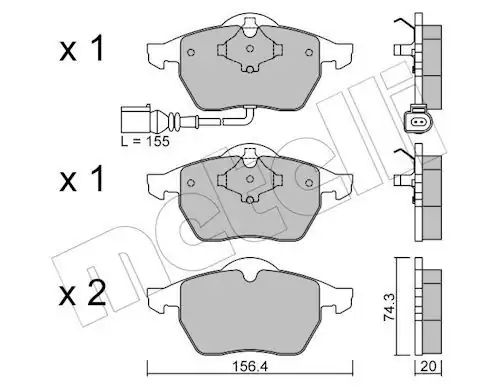 METELLİ 22-0181-4 | Ön Fren Balatası Kablolu VW Golf 98 06 Polo 05 10 Audi A3 97 03 Seat Leon 00 06