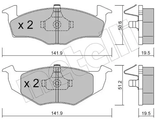 METELLİ 22-0206-1 | Ön Fren Balatası VW Golf 96 98 Polo CLS 96 00 Seat Ibiza 93 99