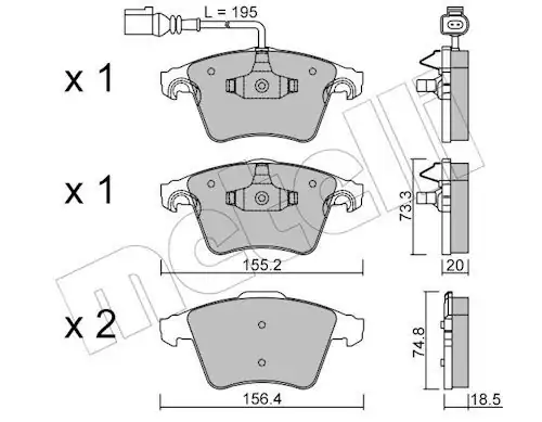 METELLİ 22-0552-0 | Ön Fren Balatası Kablolu VW Transporter 03 19