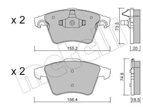METELLİ 22-0552-3 | Ön Fren Balatası VW Transporter 03 19