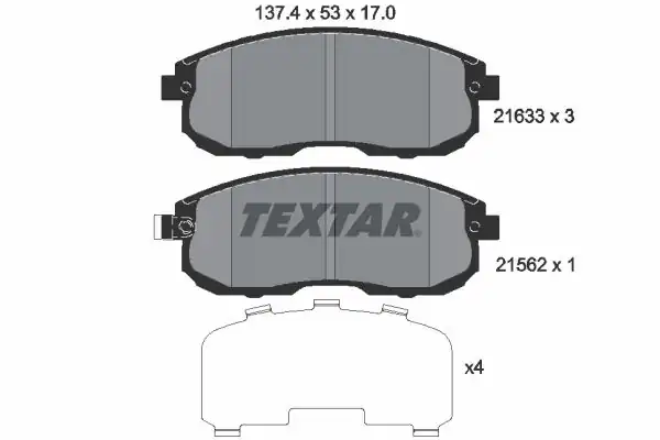 TEXTAR 2163301 | Fren Balatası Maxima 88 95 Ön