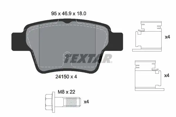 TEXTAR 2415001 | Fren Balatası Peugeot 207 307 Citroen C4 04 Arka