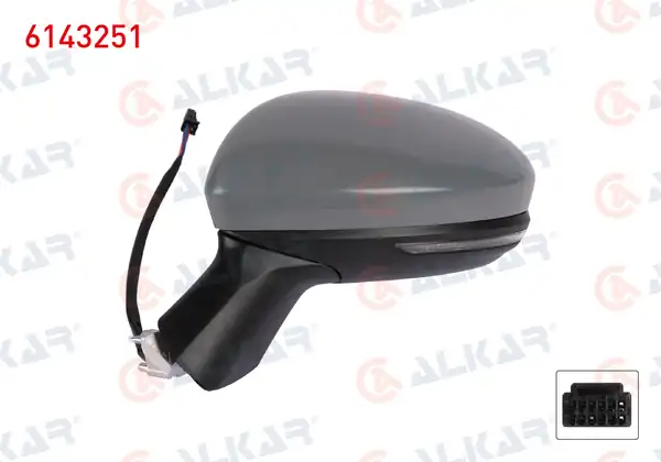 ALKAR 6143251 | Dış Dikiz Aynası Sol Elektrikli Asferık Isıtmalı Astarlı Otomatik Katlanır Sinyalli 9 Pin Renault Clio V 2019
