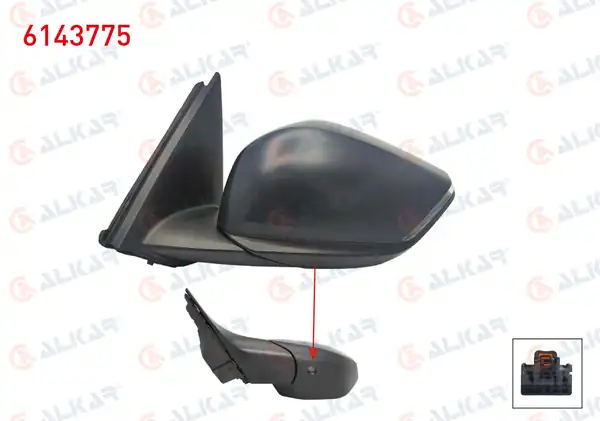 ALKAR 6143775 | Dış Dikiz Aynası Sol Elektrikli Isıtmalı Astarlı Otomatik Katlanır Sinyalli Alt Aydınlatmalı 10 Pin Citroen C4 III 2020