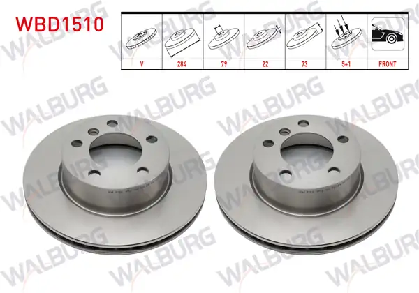 WALBURG WBD1510 | Fren Diski Ön Havalı 5 Bjn 284x22x79x73 Bmw 1 Serisi E81 116 D 2004 2012 2 Adet