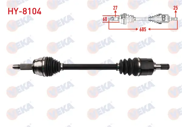 Veka Hy_ 8104 Komple Aks Sol Ön Uzunluk 685mm Hyundai Elantra 1 6 Cvvt 6 M T 2016 2018 Kia Ceed 1 6 6 M T 2018