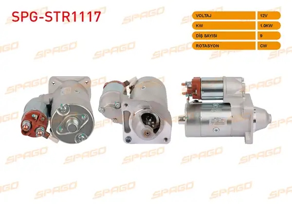 SPAGO Spg Str1117 Marş Motoru 12v 1kw 9 Dış Cw Str4690 Tempra 1 4ie 1 İe6 93 97 Dogan SLX 92 98 Tipo 1 4ie 1 6ie Ac 92 98