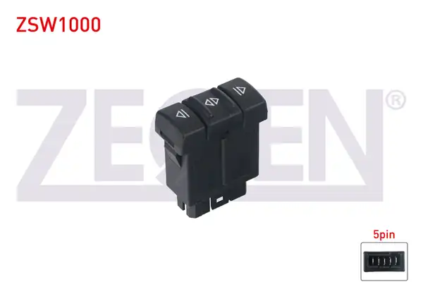 ZEGEN ZSW1000 | Cam Açma Anahtarı Tekli Turuncu Işık 5 Pin Renault R19 1988 2000