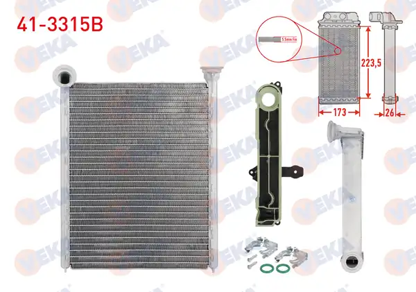 VEKA 41-3315B | Kalorifer Radyatörü Brazing 5 5mm Fin Peugeot 508 1 6 E Hdi 2010