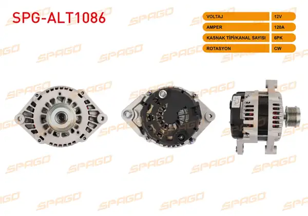 SPAGO Spg Alt1086 Alternatör 12v 120a 6pk Alt1240 Captiva 07 14 Antara 07 11 F L Uçlu 2 0 Dizel Araclar İçin