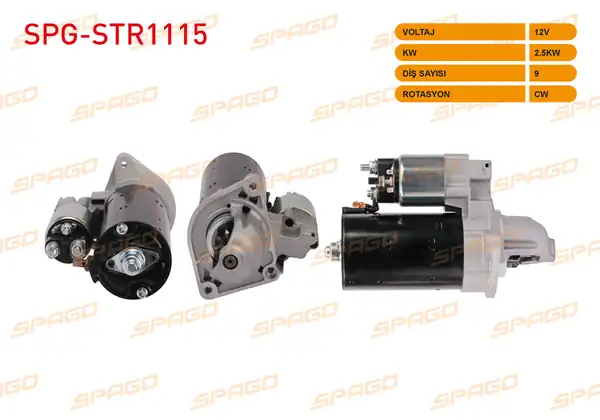 SPAGO Spg Str1115 Marş Motoru 12v 2 5kw 9 Dış Cw Str8011 Iveco Daily III IV V VI 99 Karsan J10 11 14